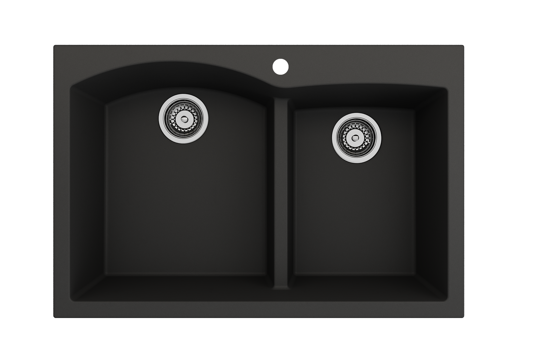 Campino Duo Dual Mount Granite Composite 33 in. 60/40 Double Bowl Kitchen Sink with Strainers 1602