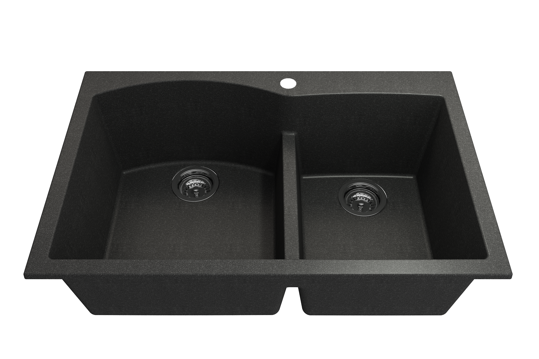 Campino Duo Dual Mount Granite Composite 33 in. 60/40 Double Bowl Kitchen Sink with Strainers 1602