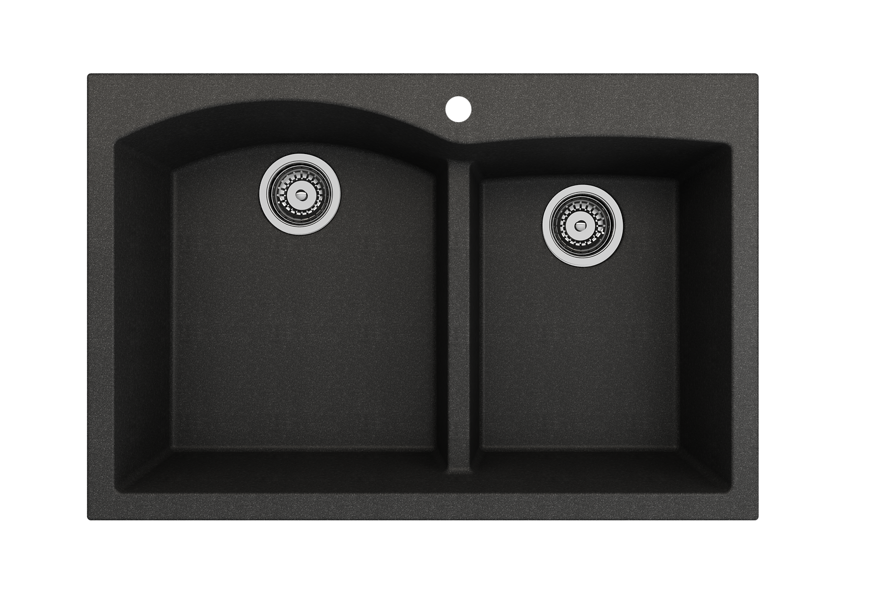 Campino Duo Dual Mount Granite Composite 33 in. 60/40 Double Bowl Kitchen Sink with Strainers 1602