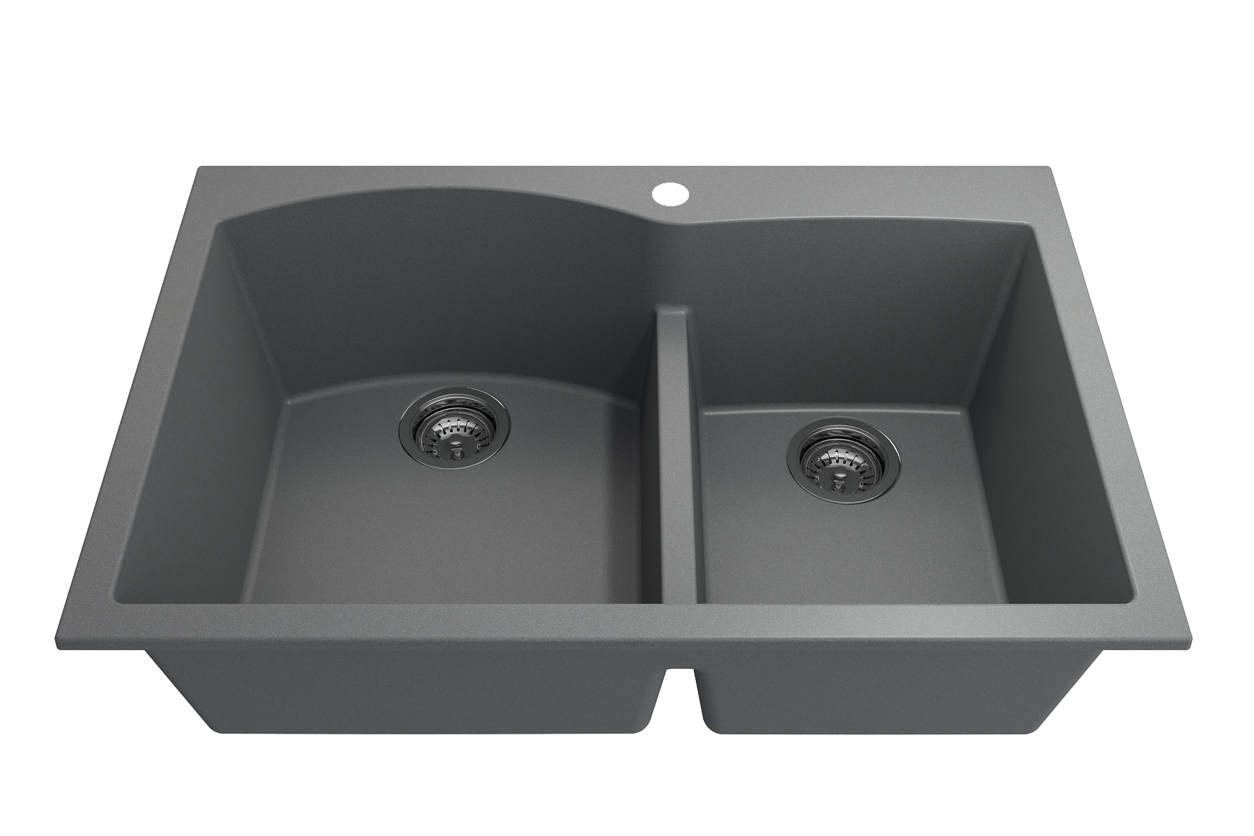 Campino Duo Dual Mount Granite Composite 33 in. 60/40 Double Bowl Kitchen Sink with Strainers 1602