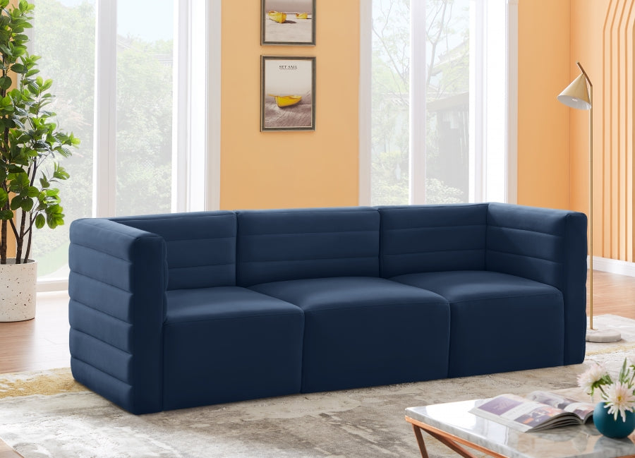 Quincy 95" Velvet Upholstered Comfort 3pc. Modular Sofa