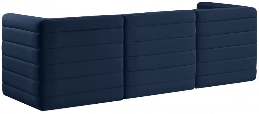 Quincy 95" Velvet Upholstered Comfort 3pc. Modular Sofa