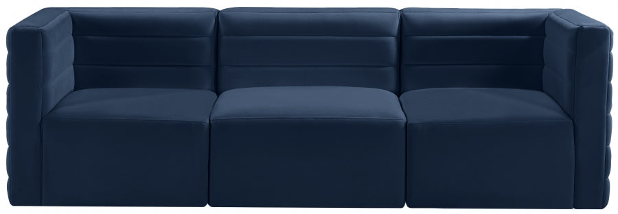 Quincy 95" Velvet Upholstered Comfort 3pc. Modular Sofa