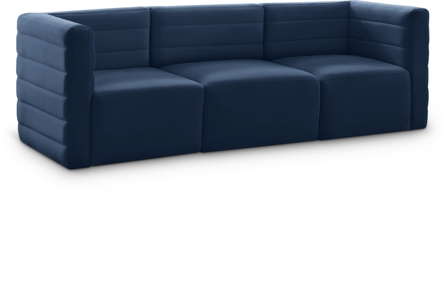 Quincy 95" Velvet Upholstered Comfort 3pc. Modular Sofa