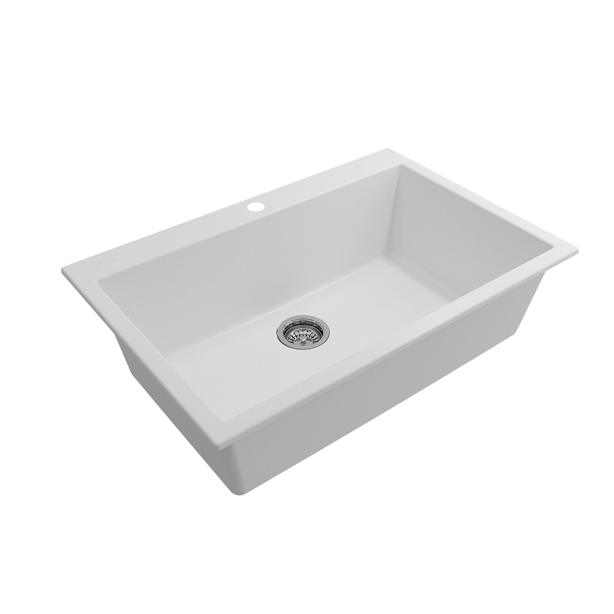 Campino Uno Dual Mount Granite Composite 33 in. Single Bowl Kitchen Sink with Strainer 1604