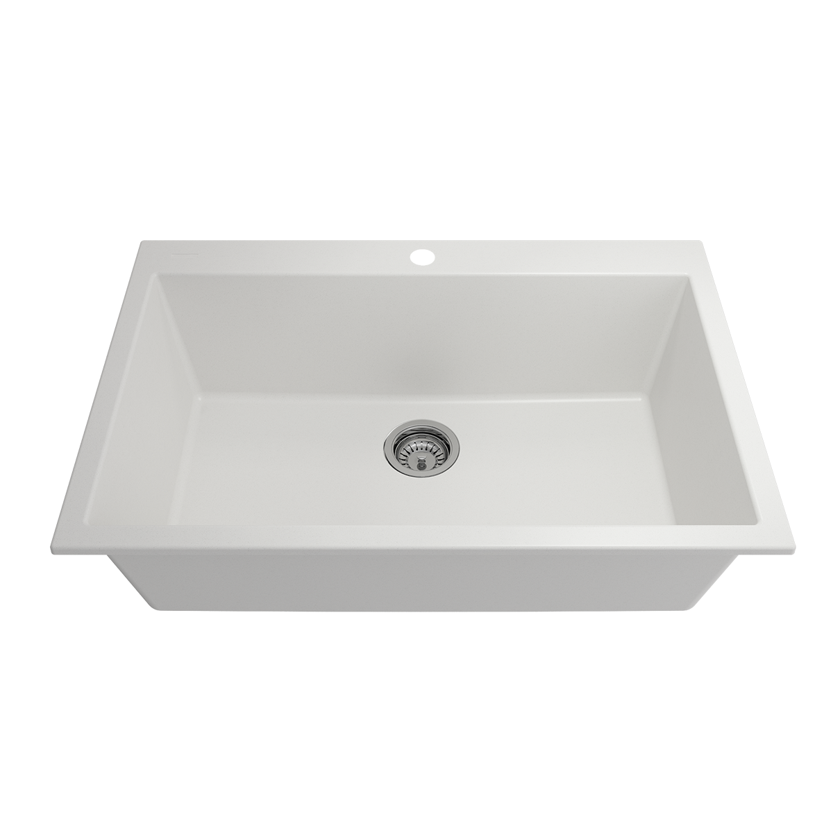 Campino Uno Dual Mount Granite Composite 33 in. Single Bowl Kitchen Sink with Strainer 1604