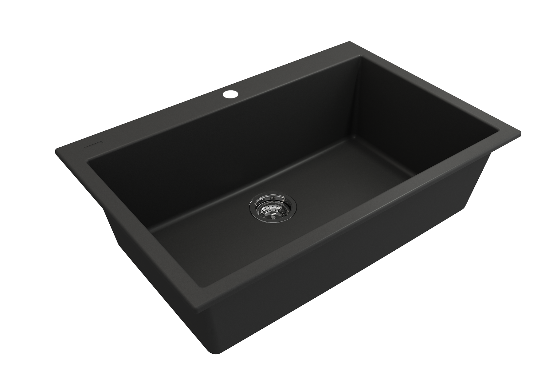 Campino Uno Dual Mount Granite Composite 33 in. Single Bowl Kitchen Sink with Strainer 1604