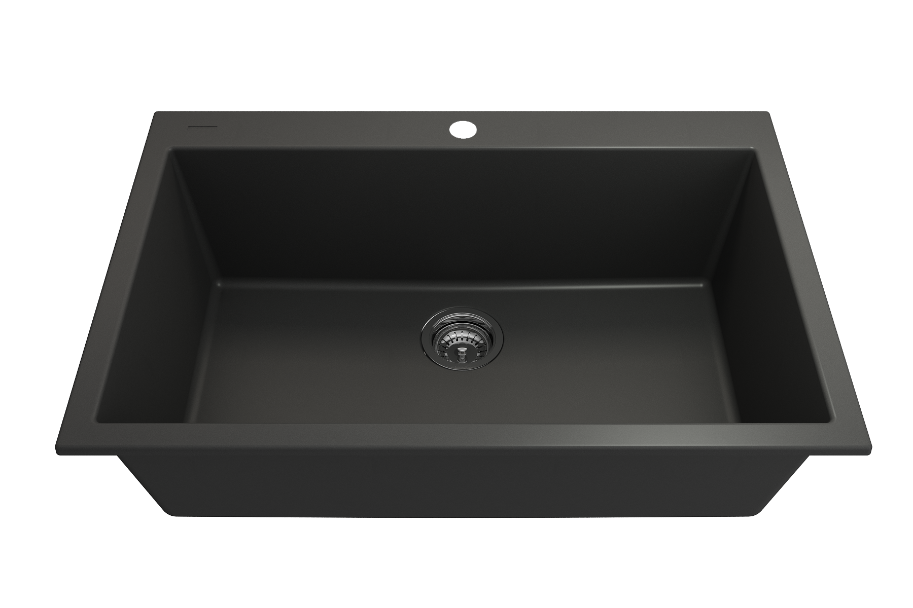 Campino Uno Dual Mount Granite Composite 33 in. Single Bowl Kitchen Sink with Strainer 1604