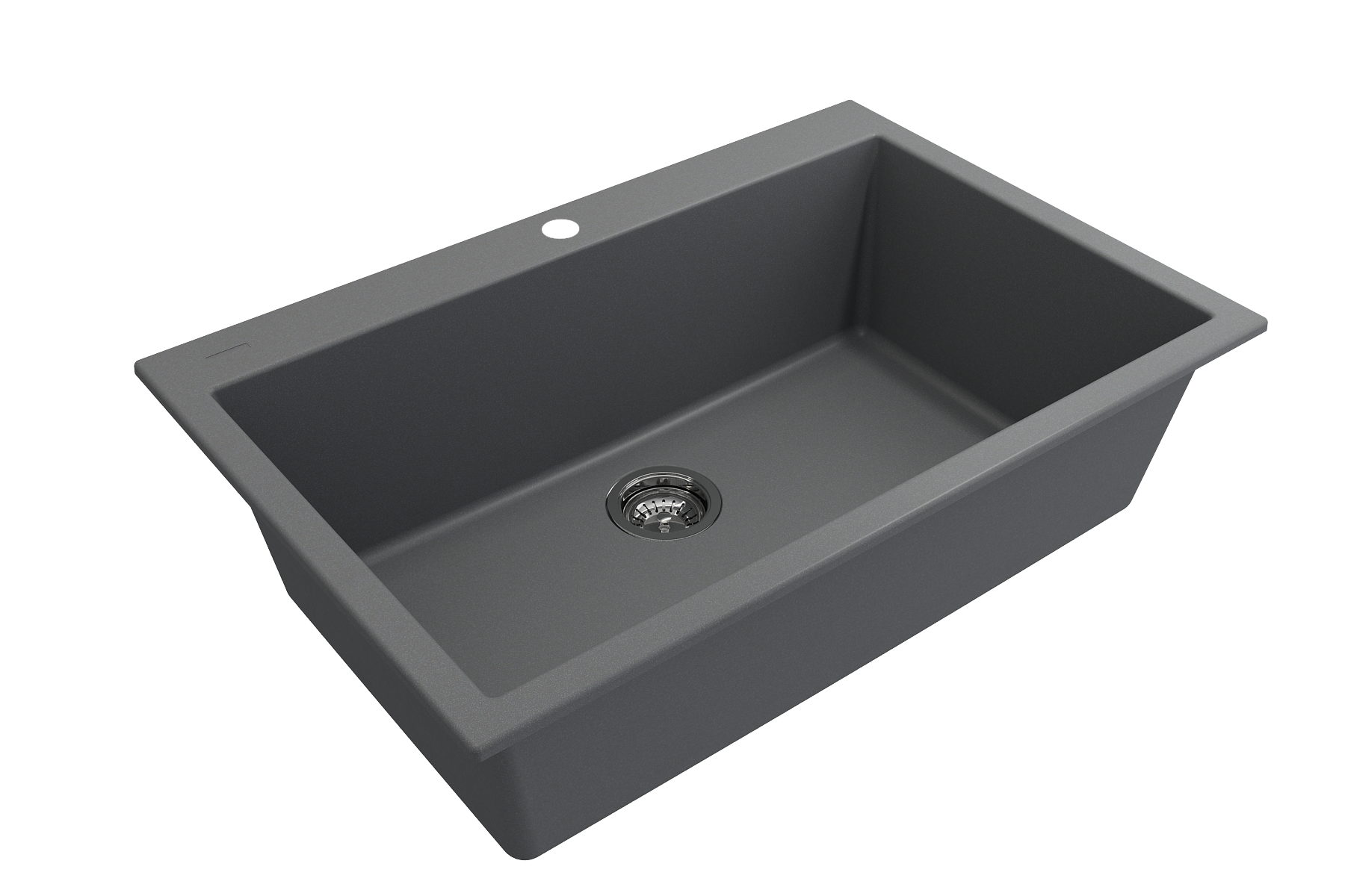 Campino Uno Dual Mount Granite Composite 33 in. Single Bowl Kitchen Sink with Strainer 1604