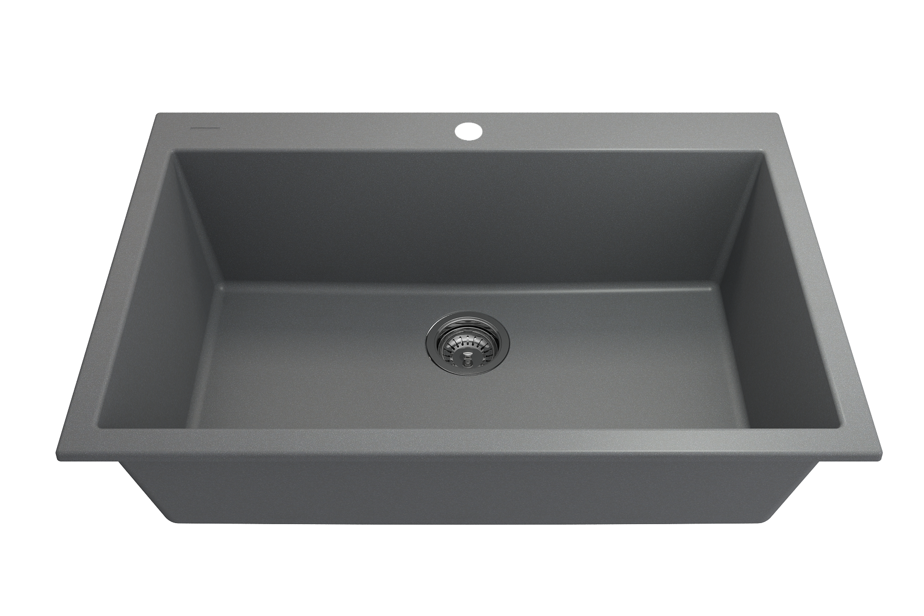 Campino Uno Dual Mount Granite Composite 33 in. Single Bowl Kitchen Sink with Strainer 1604