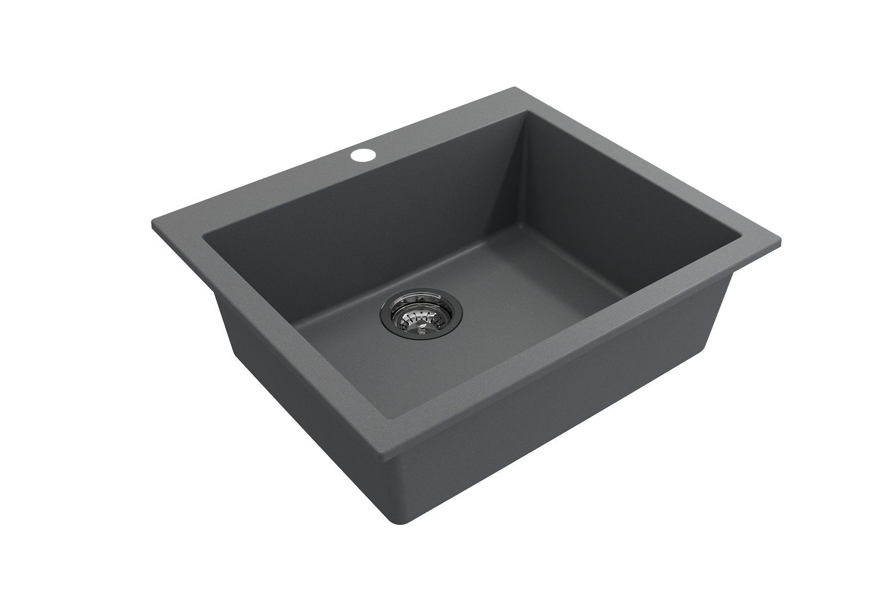 Campino Uno Dual Mount Granite Composite 24 in. Single Bowl Kitchen Sink with Strainer 1606