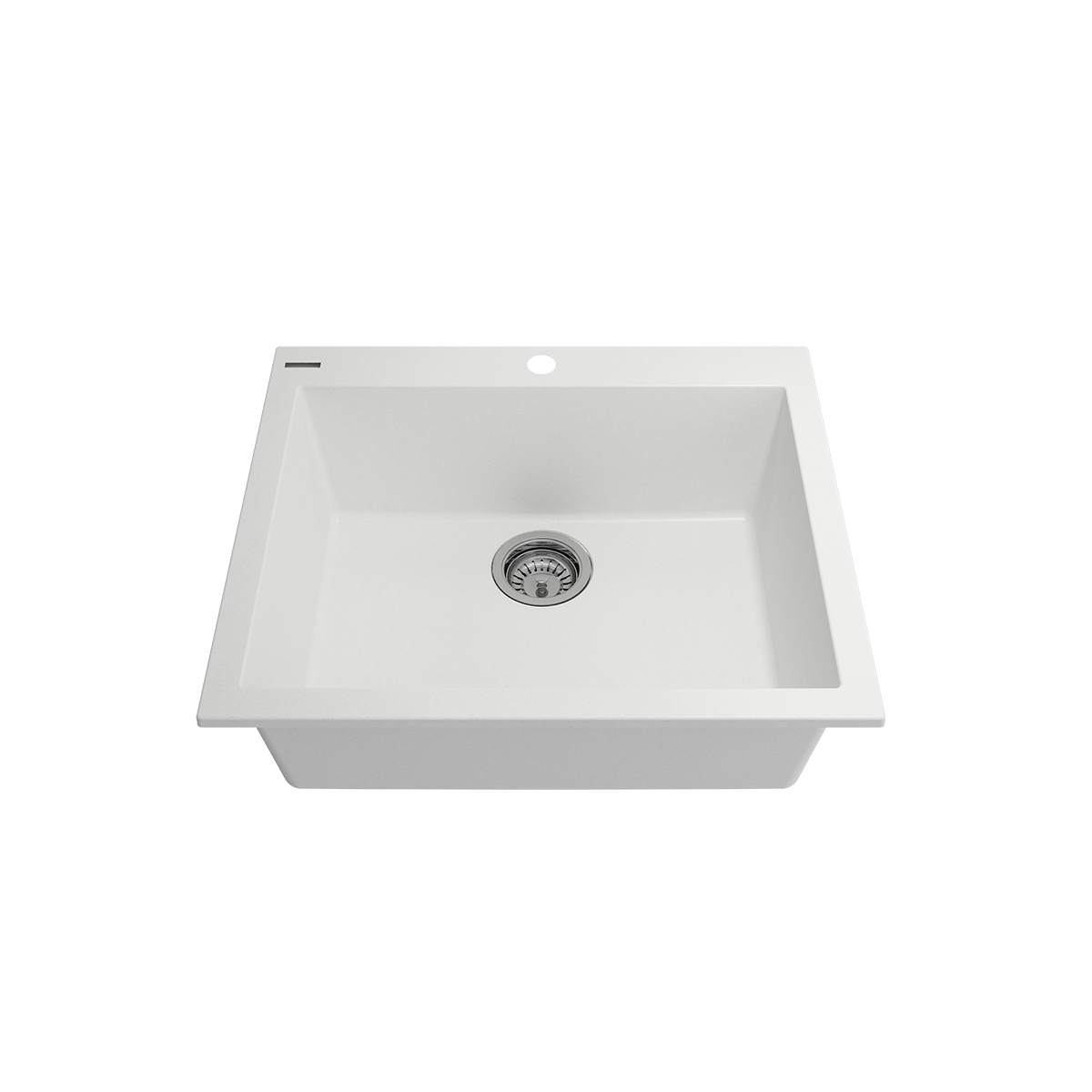 Campino Uno Dual Mount Granite Composite 24 in. Single Bowl Kitchen Sink with Strainer 1606