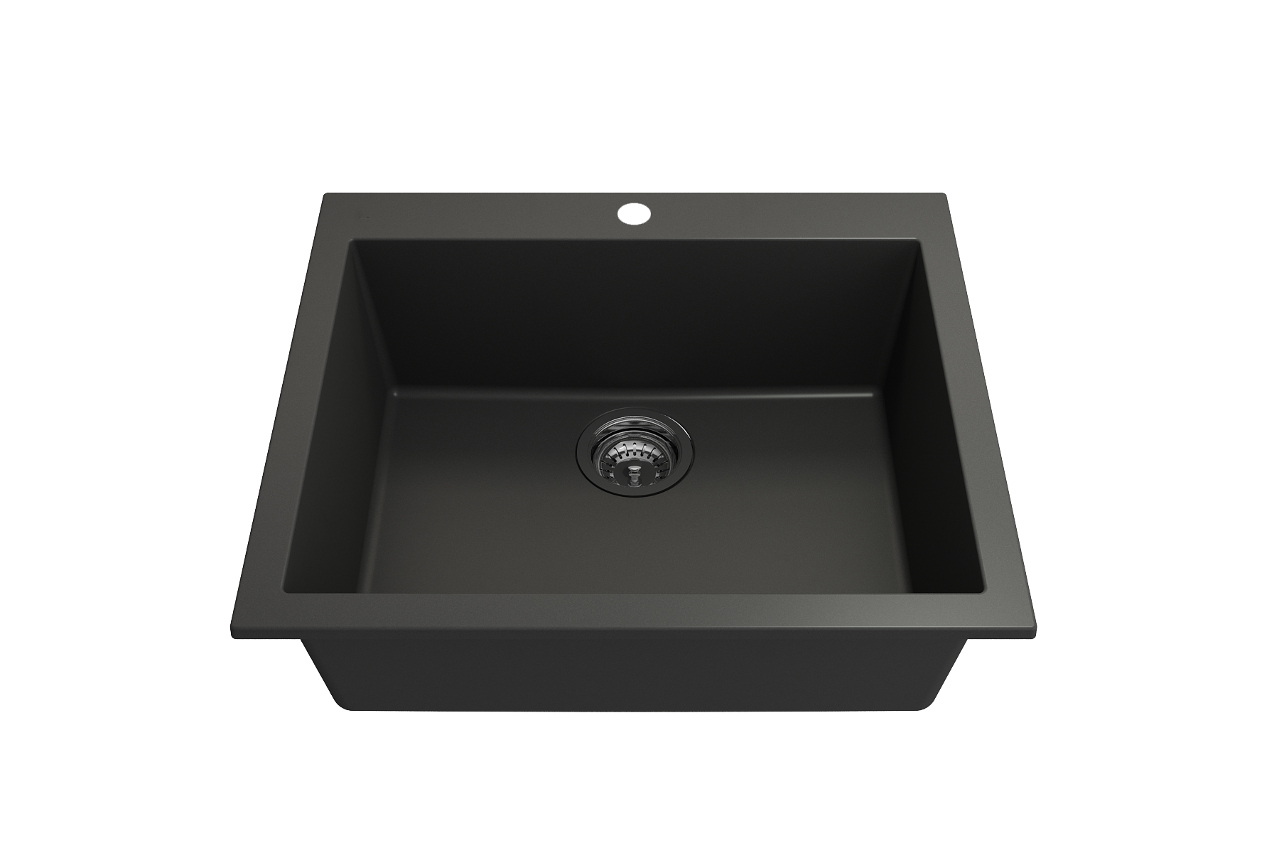 Campino Uno Dual Mount Granite Composite 24 in. Single Bowl Kitchen Sink with Strainer 1606
