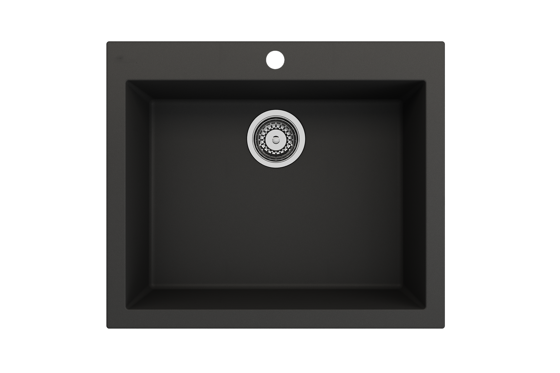 Campino Uno Dual Mount Granite Composite 24 in. Single Bowl Kitchen Sink with Strainer 1606