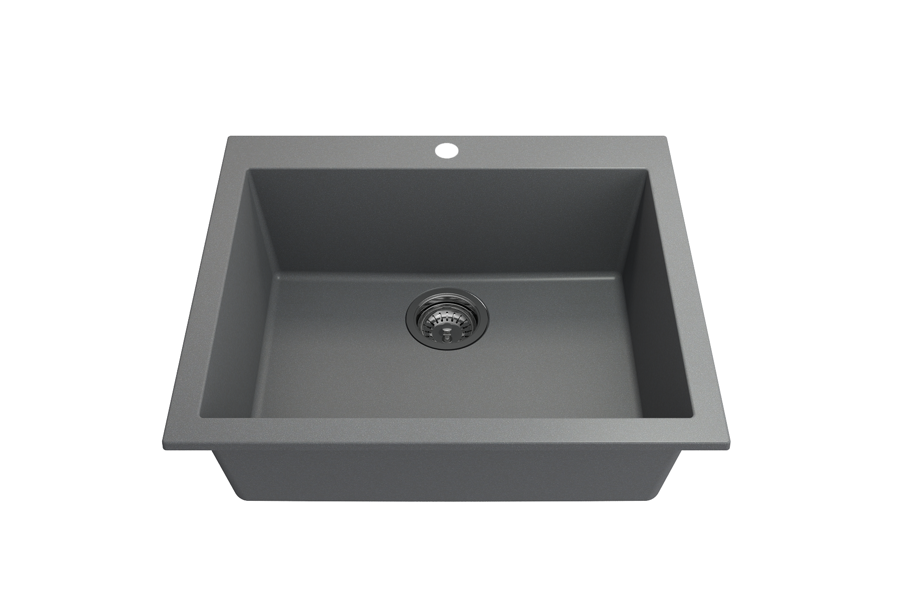 Campino Uno Dual Mount Granite Composite 24 in. Single Bowl Kitchen Sink with Strainer 1606