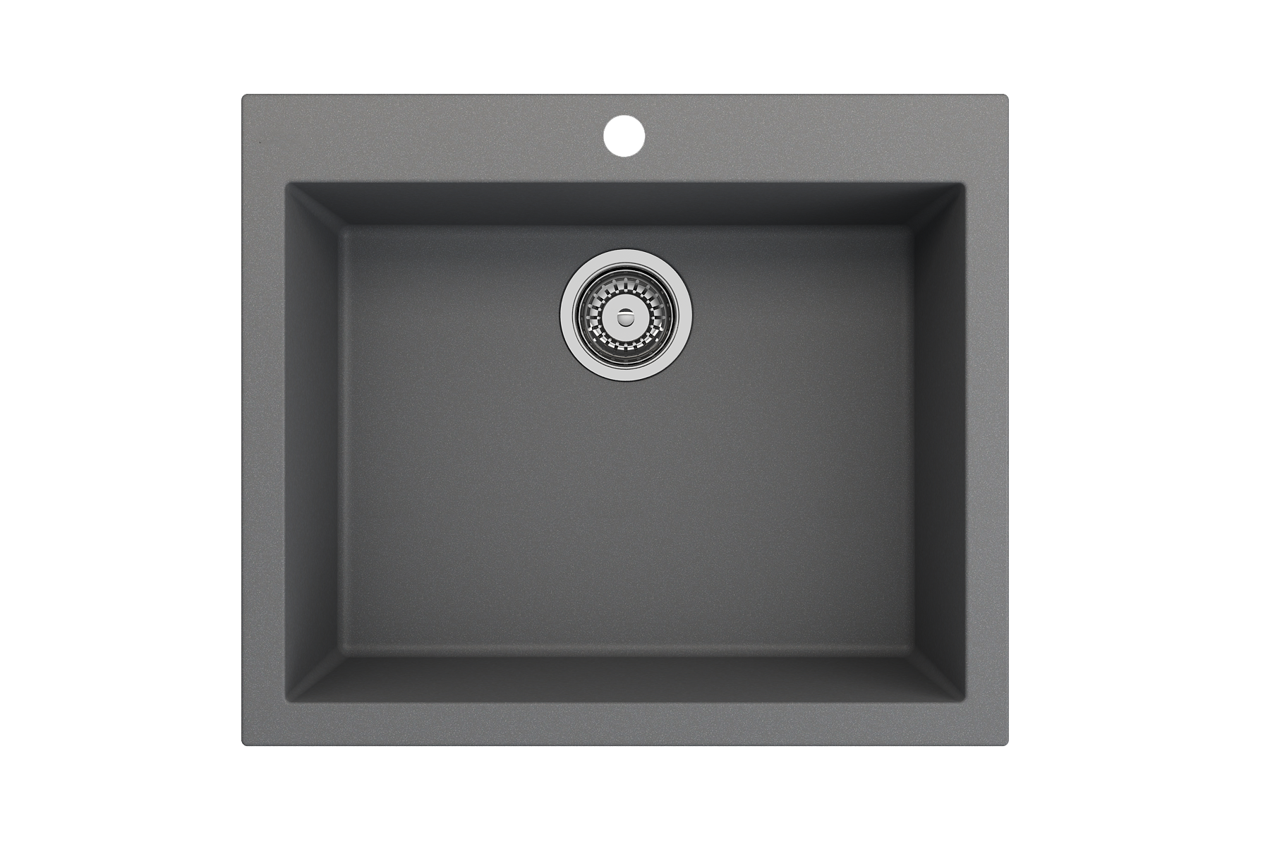 Campino Uno Dual Mount Granite Composite 24 in. Single Bowl Kitchen Sink with Strainer 1606