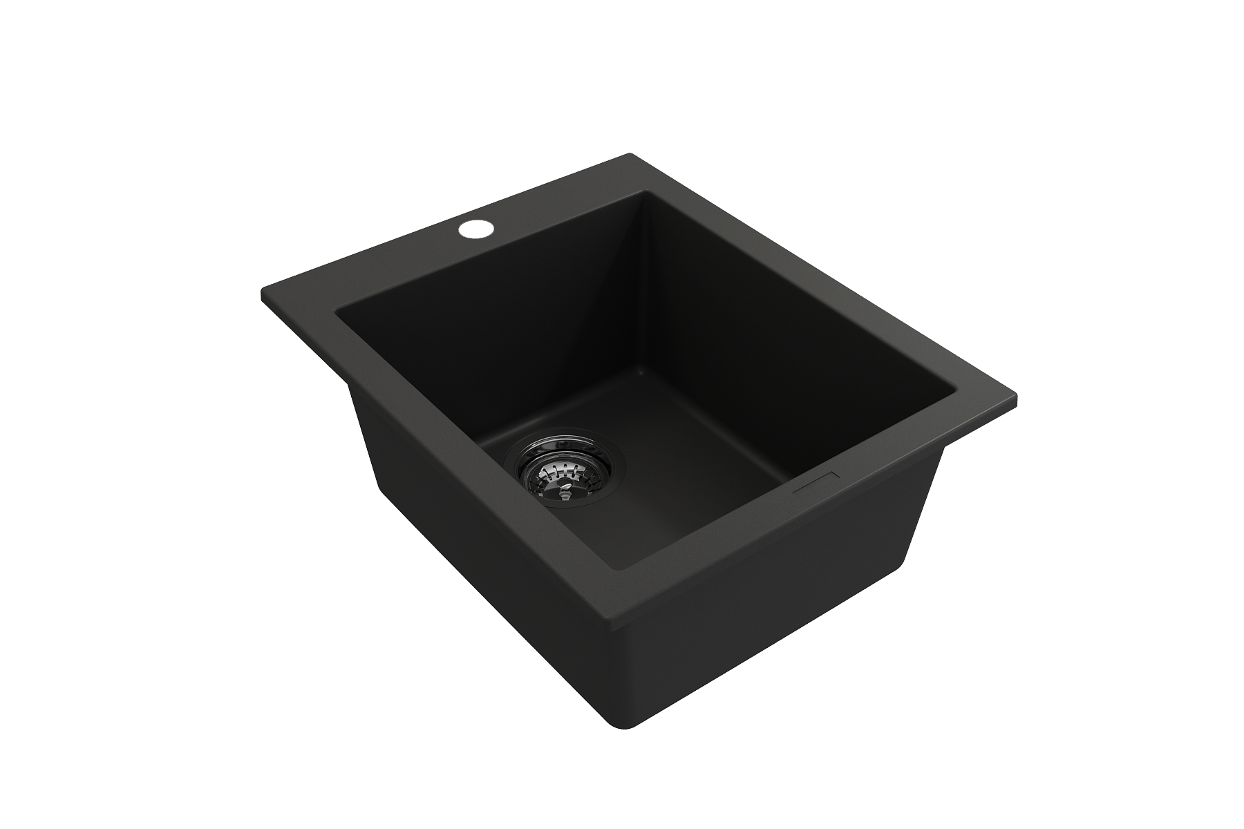 Campino Uno Dual Mount Granite Composite 16 in. Single Bowl Bar Sink with Strainer 1608