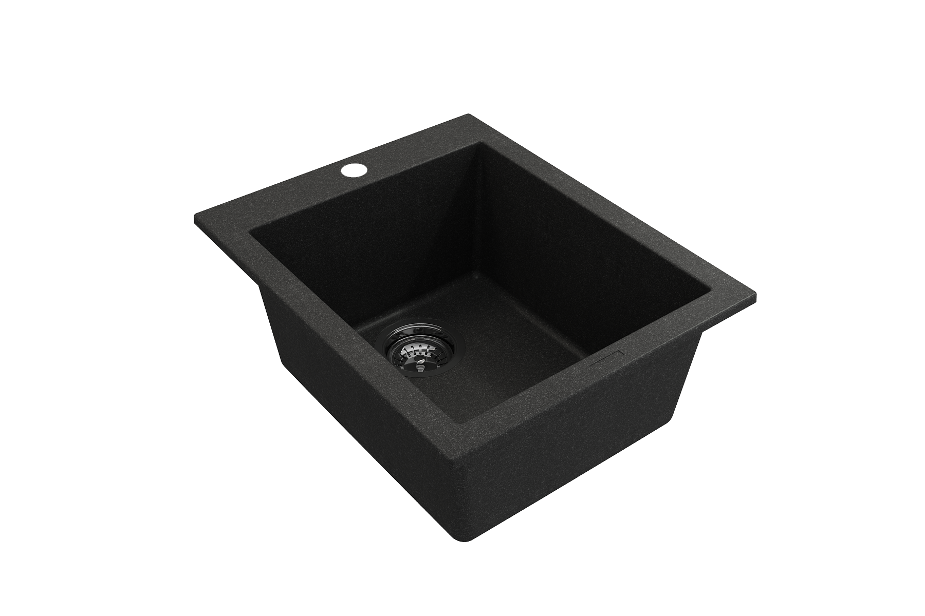 Campino Uno Dual Mount Granite Composite 16 in. Single Bowl Bar Sink with Strainer 1608