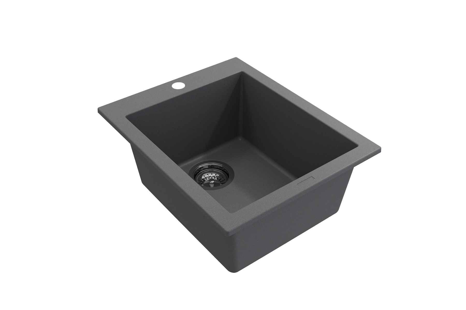 Campino Uno Dual Mount Granite Composite 16 in. Single Bowl Bar Sink with Strainer 1608