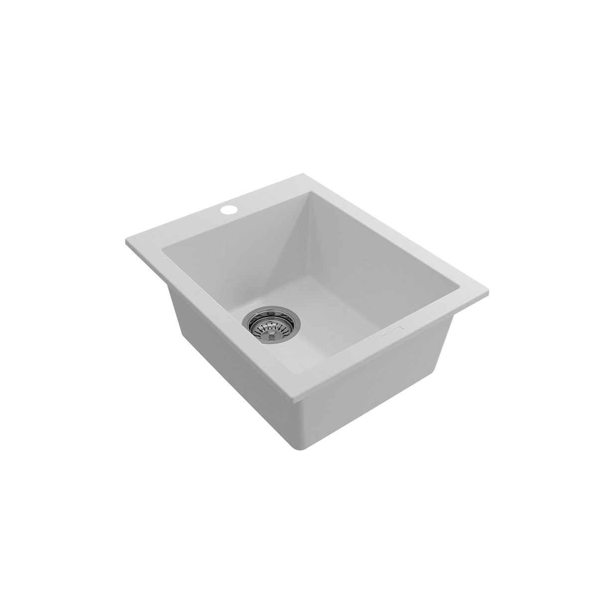 Campino Uno Dual Mount Granite Composite 16 in. Single Bowl Bar Sink with Strainer 1608