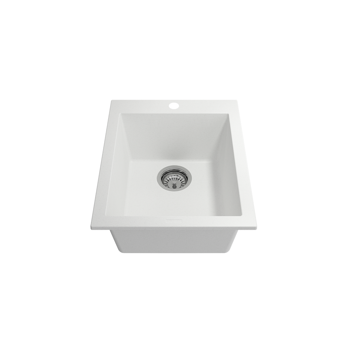 Campino Uno Dual Mount Granite Composite 16 in. Single Bowl Bar Sink with Strainer 1608