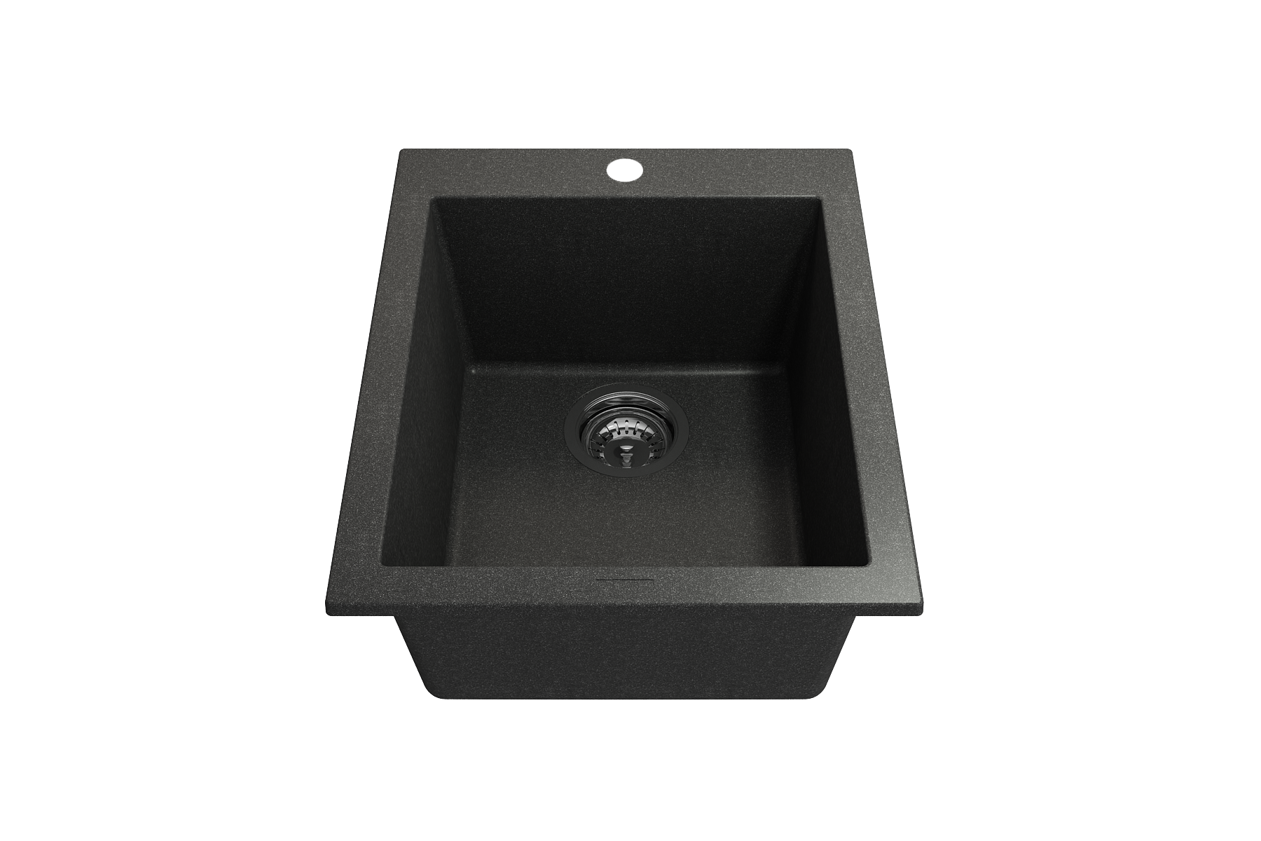 Campino Uno Dual Mount Granite Composite 16 in. Single Bowl Bar Sink with Strainer 1608