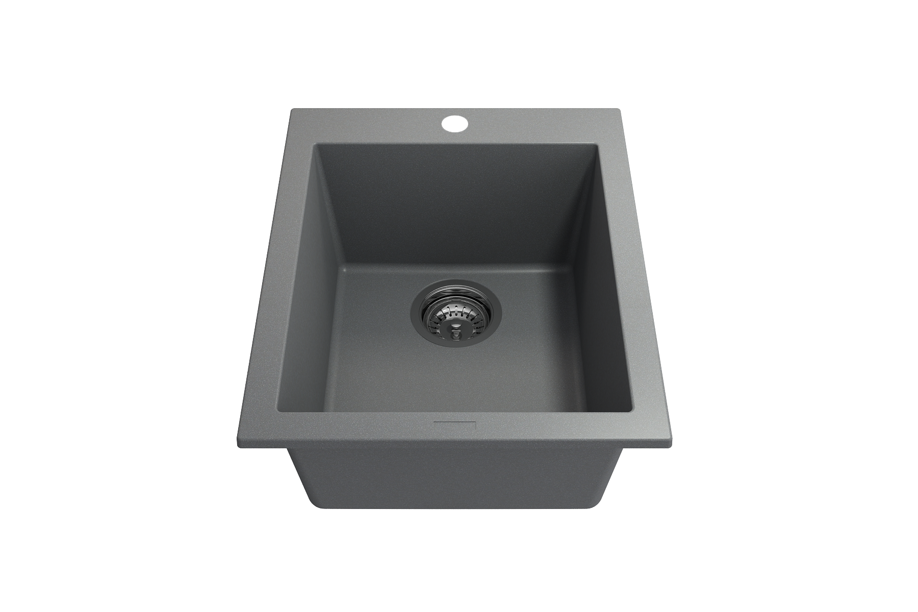 Campino Uno Dual Mount Granite Composite 16 in. Single Bowl Bar Sink with Strainer 1608