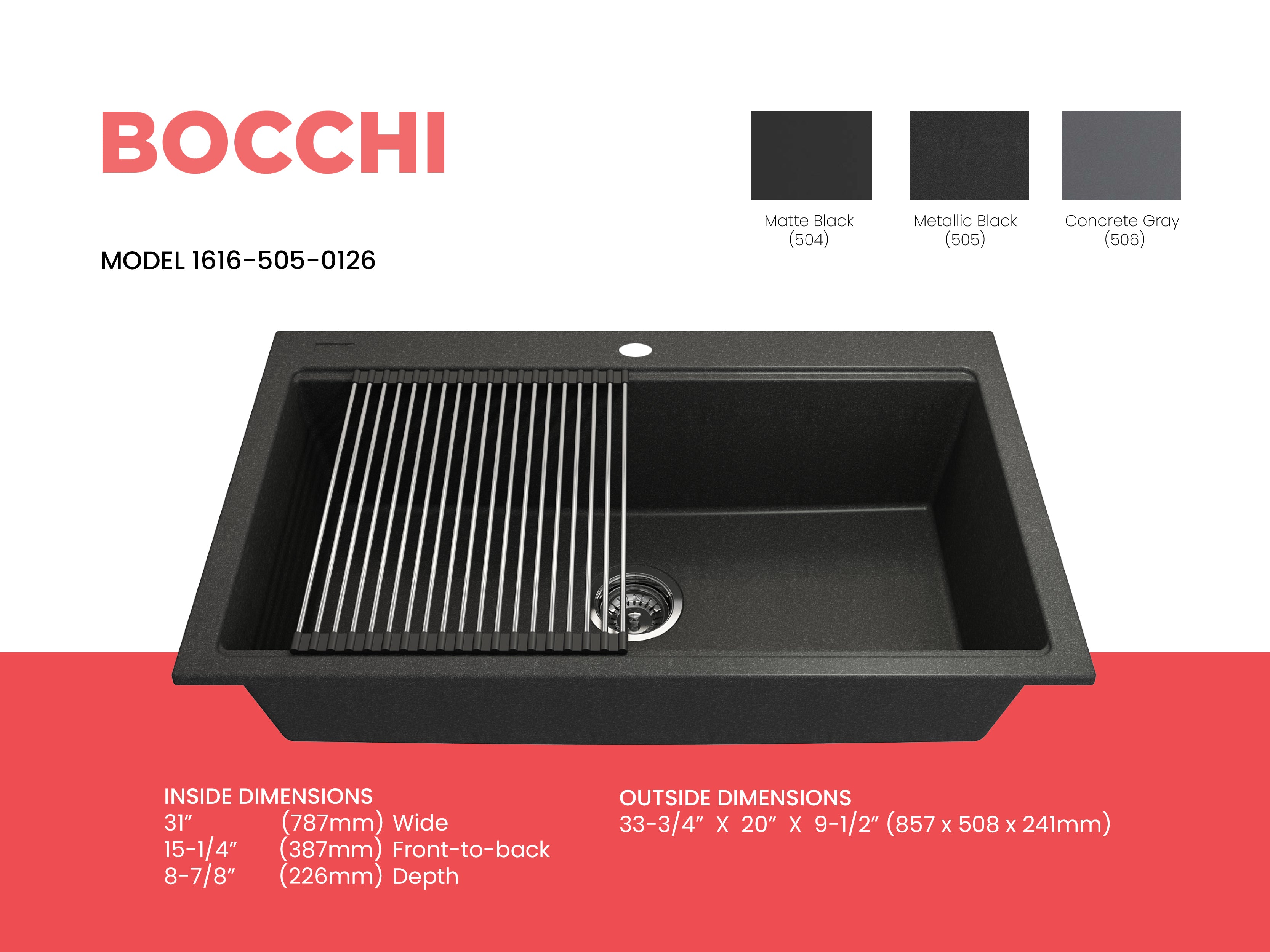 BAVENO LUX 34 Granite Workstation Sinks