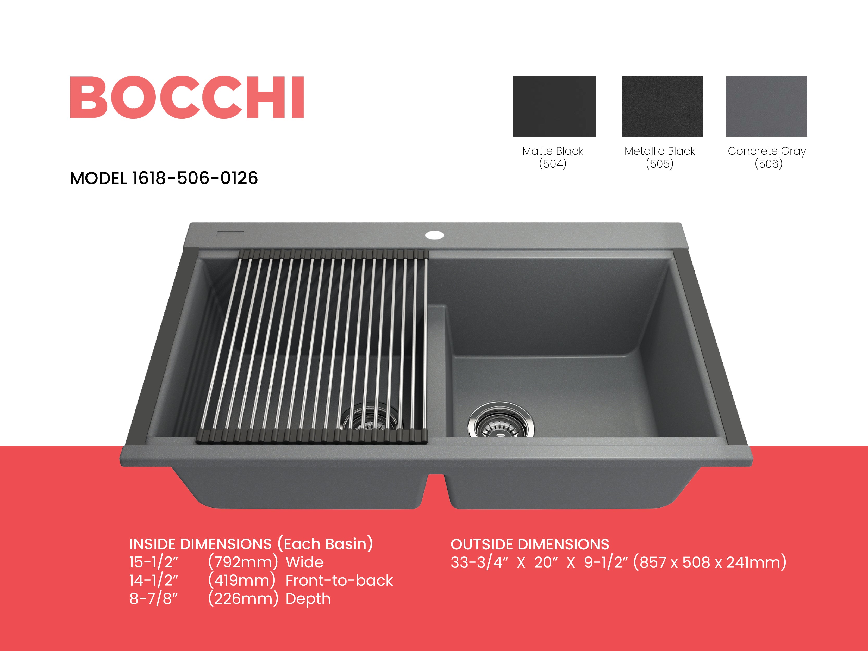 BAVENO LUX 34D Granite Workstation Sinks