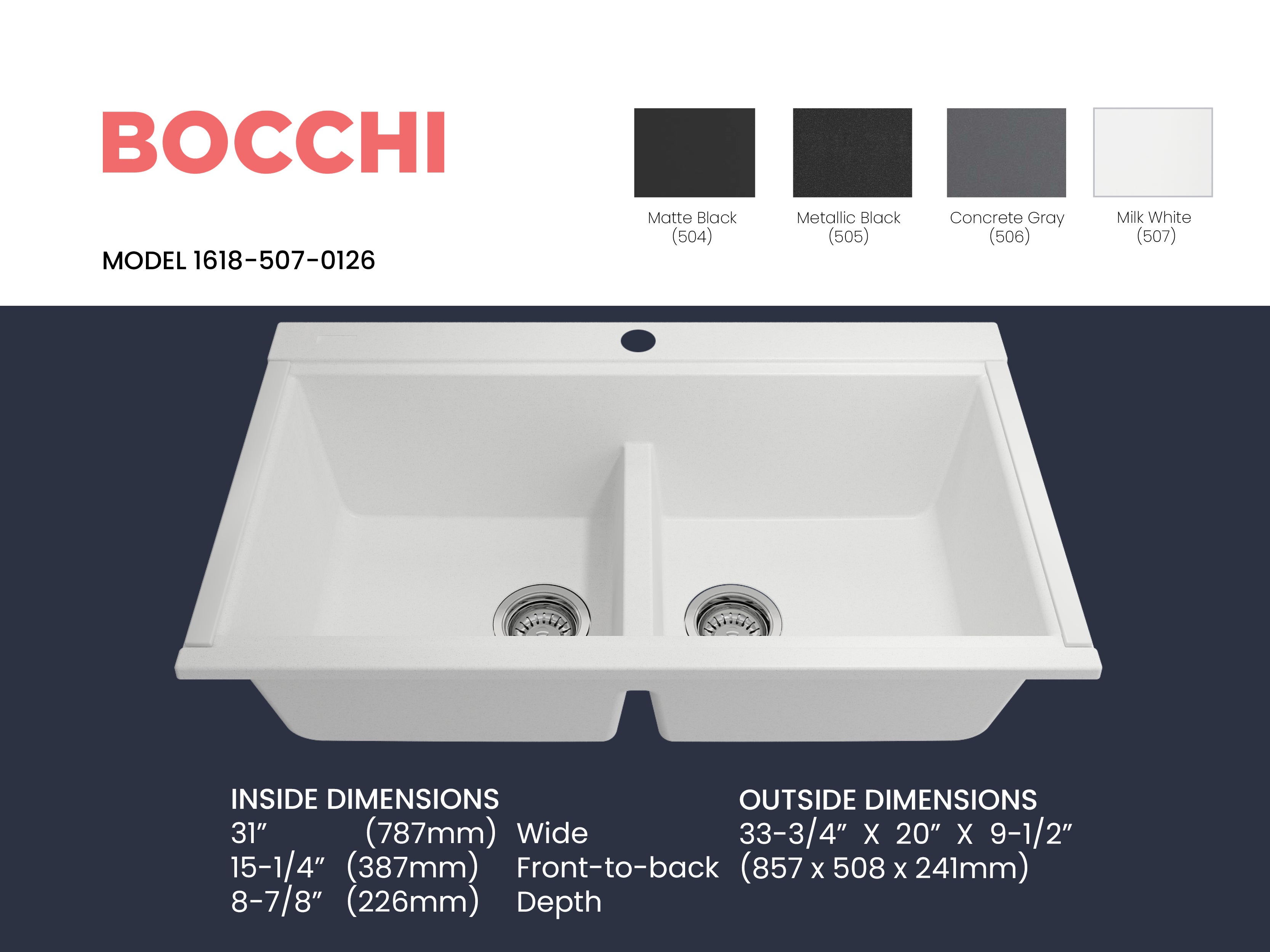 BAVENO LUX 34D Granite Workstation Sinks