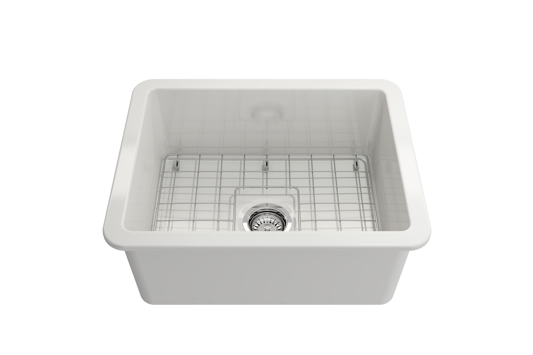 Sotto Dual-Mount Fireclay 24 in. Single Bowl Kitchen Sink with Protective Bottom Grid and Strainer 1627