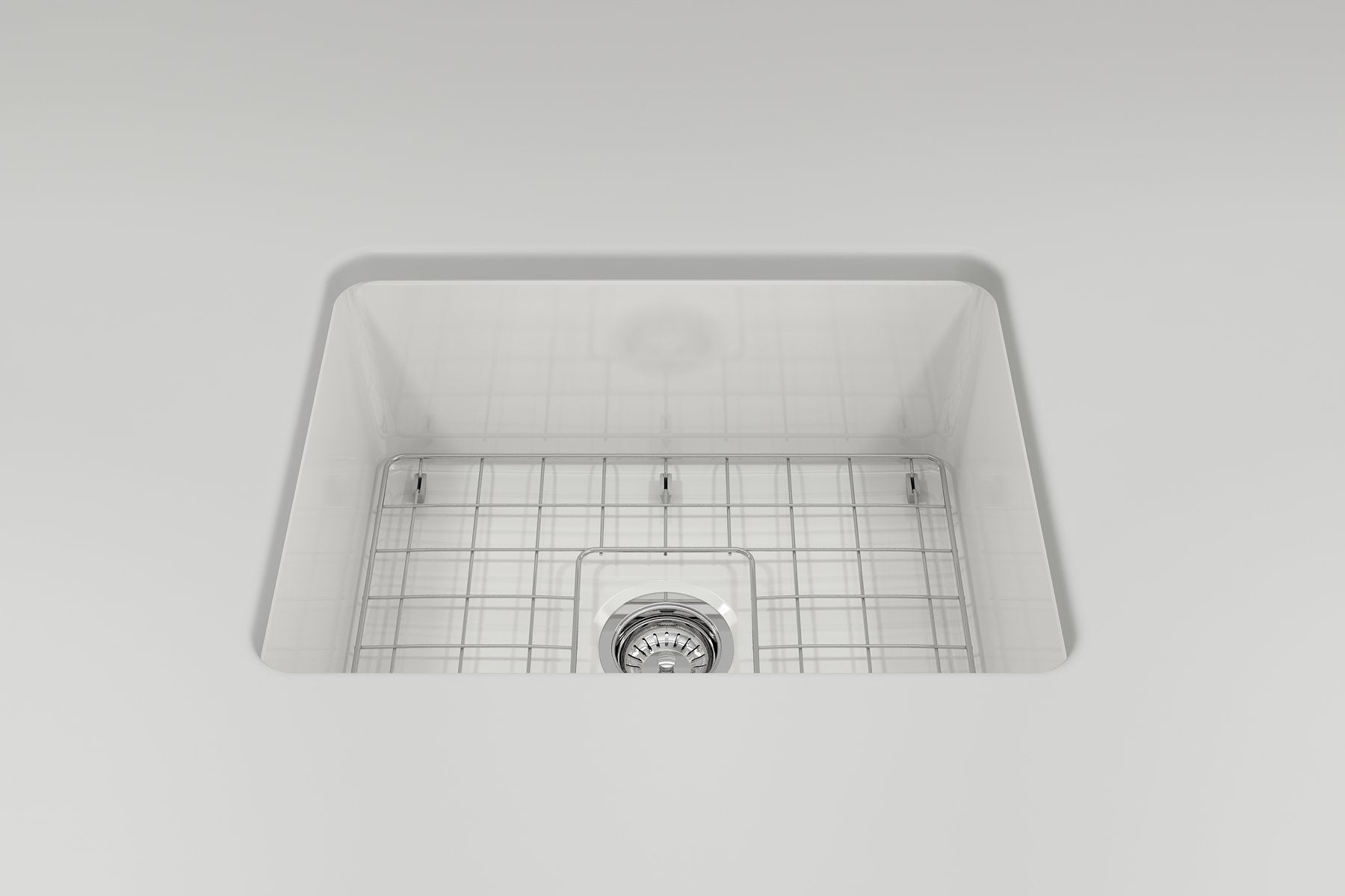 Sotto Dual-Mount Fireclay 24 in. Single Bowl Kitchen Sink with Protective Bottom Grid and Strainer 1627