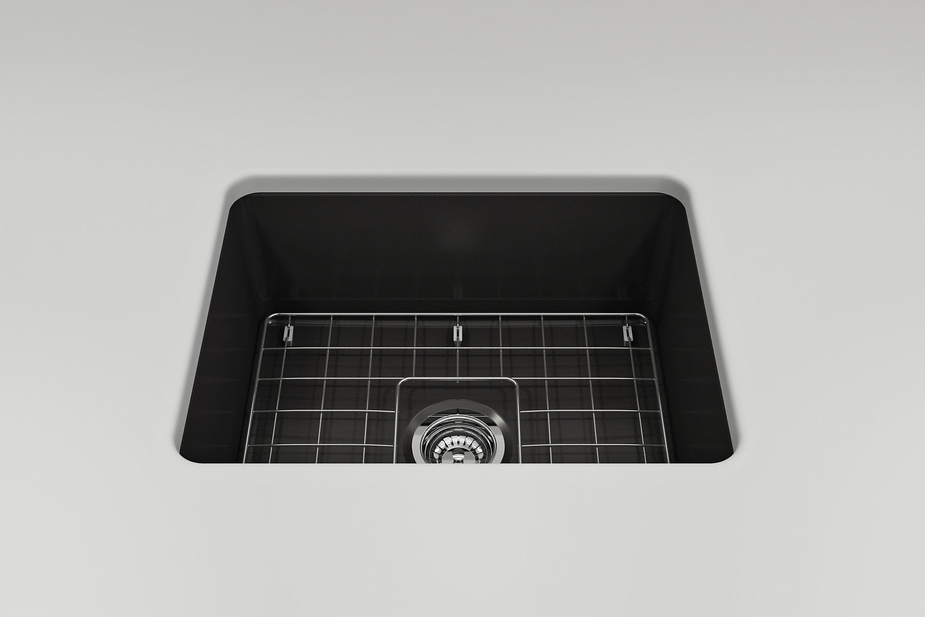 Sotto Dual-Mount Fireclay 24 in. Single Bowl Kitchen Sink with Protective Bottom Grid and Strainer 1627