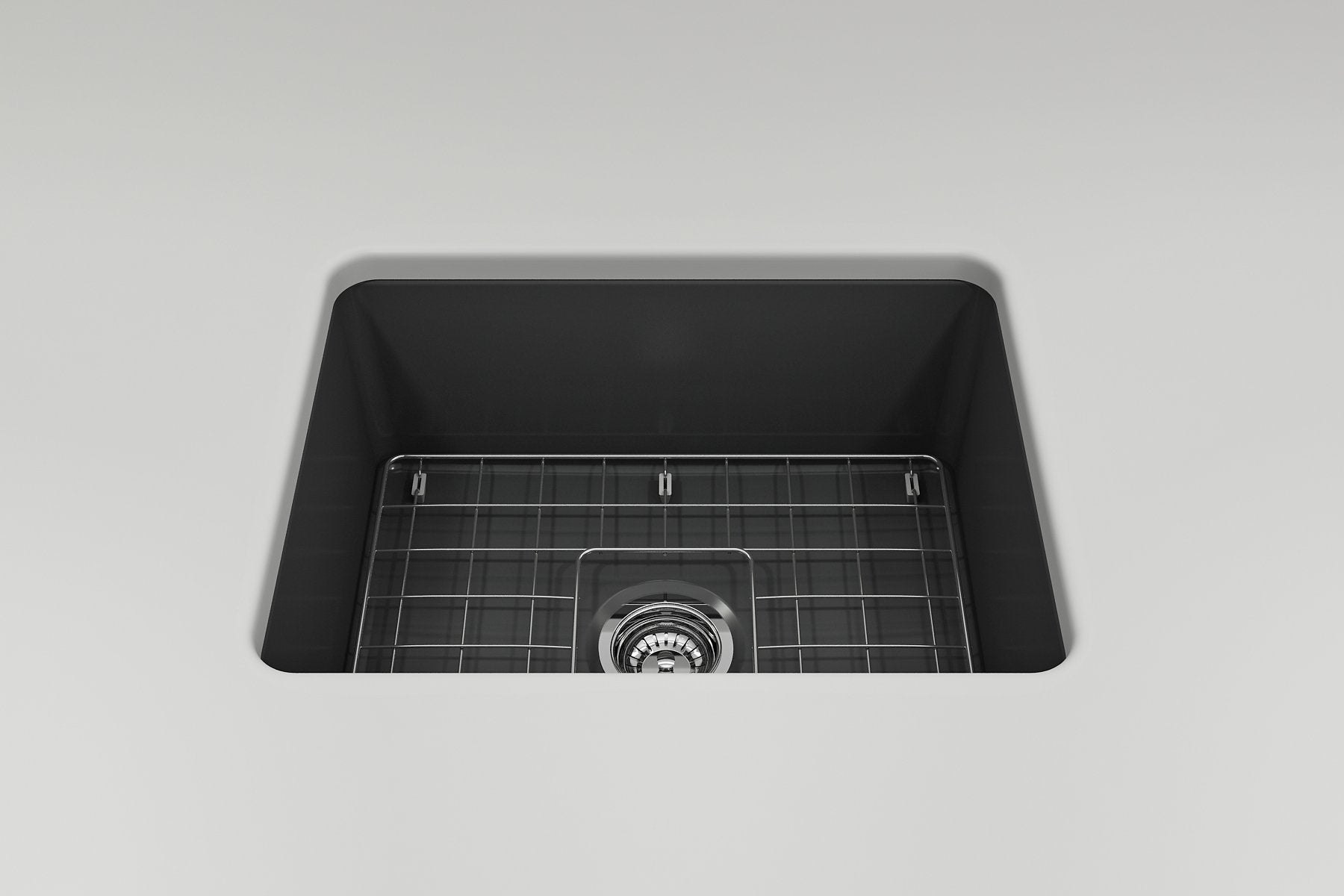 Sotto Dual-Mount Fireclay 24 in. Single Bowl Kitchen Sink with Protective Bottom Grid and Strainer 1627