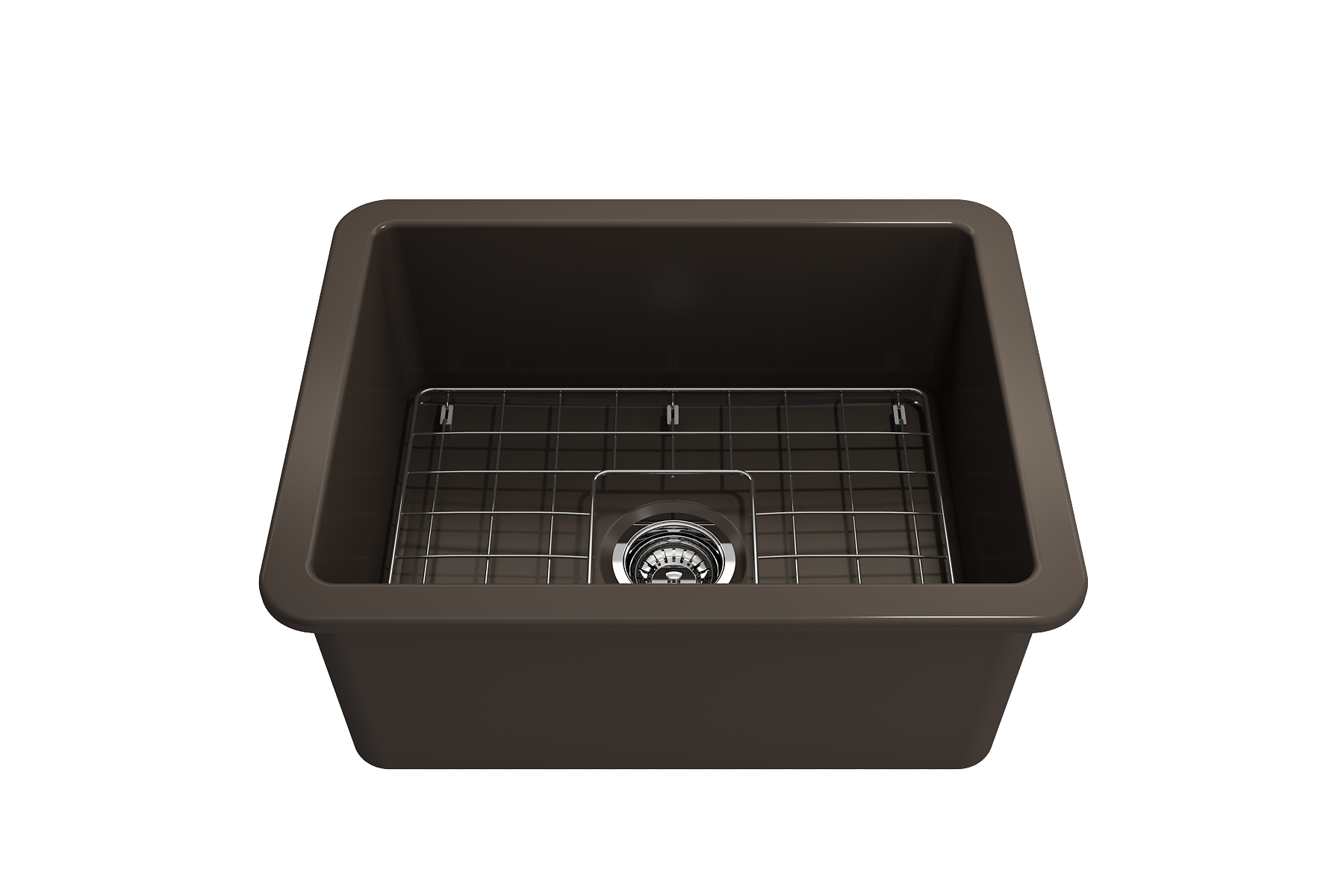 Sotto Dual-Mount Fireclay 24 in. Single Bowl Kitchen Sink with Protective Bottom Grid and Strainer 1627