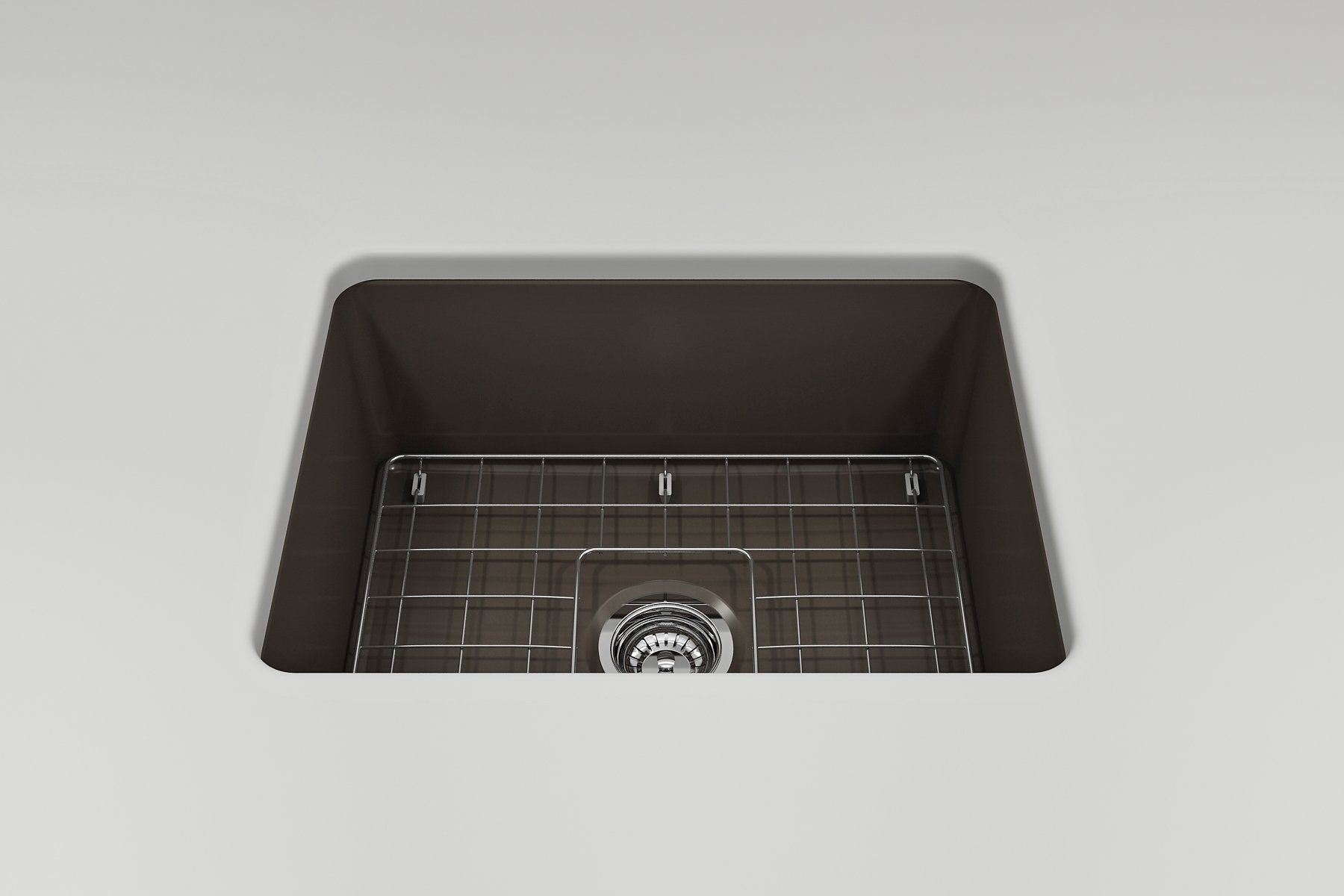 Sotto Dual-Mount Fireclay 24 in. Single Bowl Kitchen Sink with Protective Bottom Grid and Strainer 1627