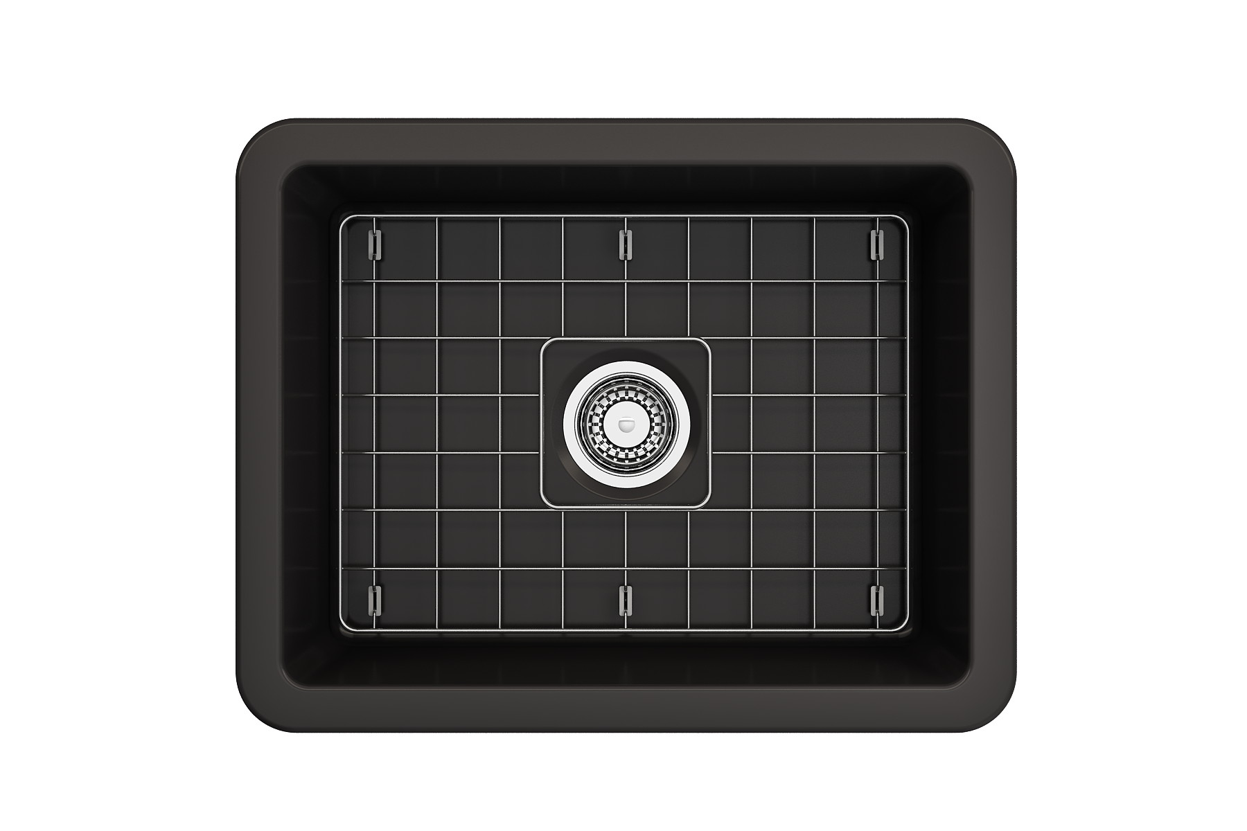 Sotto Dual-Mount Fireclay 24 in. Single Bowl Kitchen Sink with Protective Bottom Grid and Strainer 1627