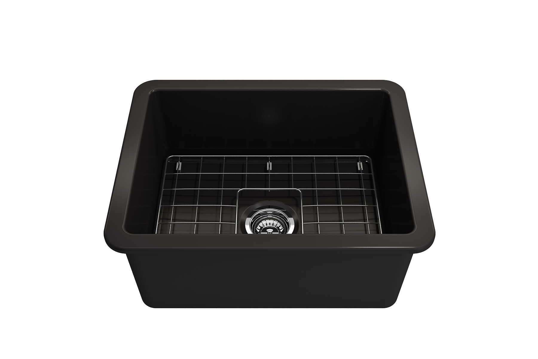 Sotto Dual-Mount Fireclay 24 in. Single Bowl Kitchen Sink with Protective Bottom Grid and Strainer 1627