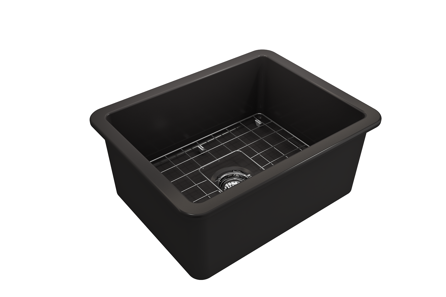 Sotto Dual-Mount Fireclay 24 in. Single Bowl Kitchen Sink with Protective Bottom Grid and Strainer 1627