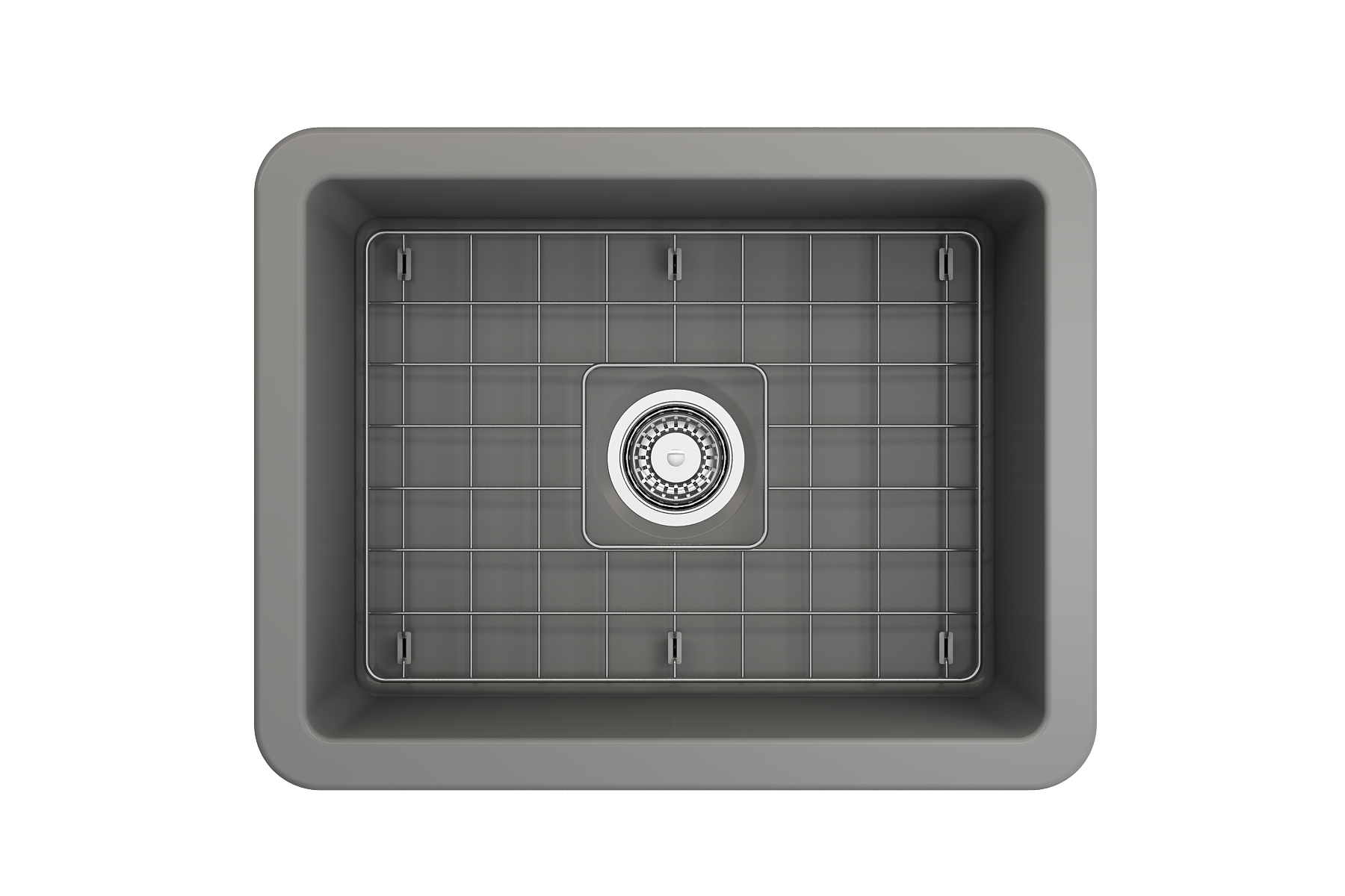 Sotto Dual-Mount Fireclay 24 in. Single Bowl Kitchen Sink with Protective Bottom Grid and Strainer 1627