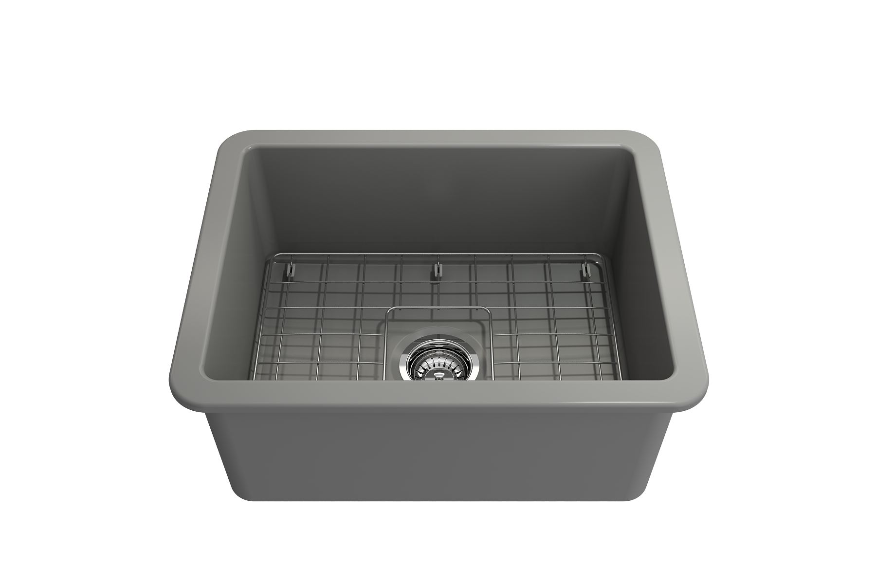 Sotto Dual-Mount Fireclay 24 in. Single Bowl Kitchen Sink with Protective Bottom Grid and Strainer 1627