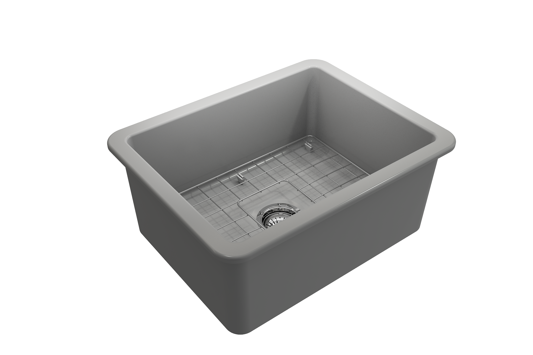 Sotto Dual-Mount Fireclay 24 in. Single Bowl Kitchen Sink with Protective Bottom Grid and Strainer 1627