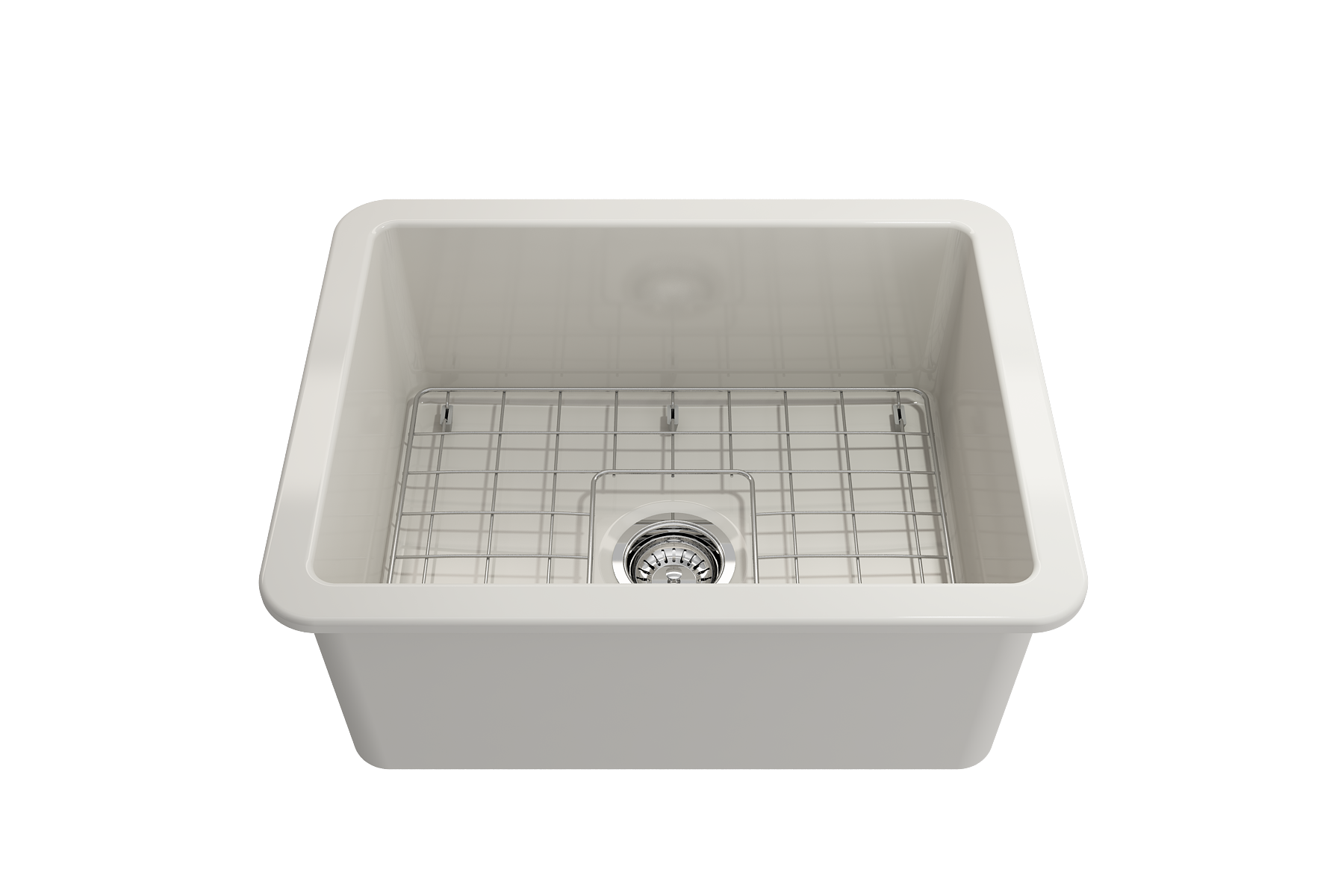 Sotto Dual-Mount Fireclay 24 in. Single Bowl Kitchen Sink with Protective Bottom Grid and Strainer 1627