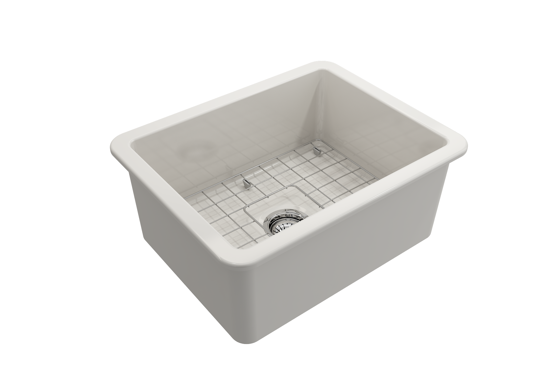 Sotto Dual-Mount Fireclay 24 in. Single Bowl Kitchen Sink with Protective Bottom Grid and Strainer 1627