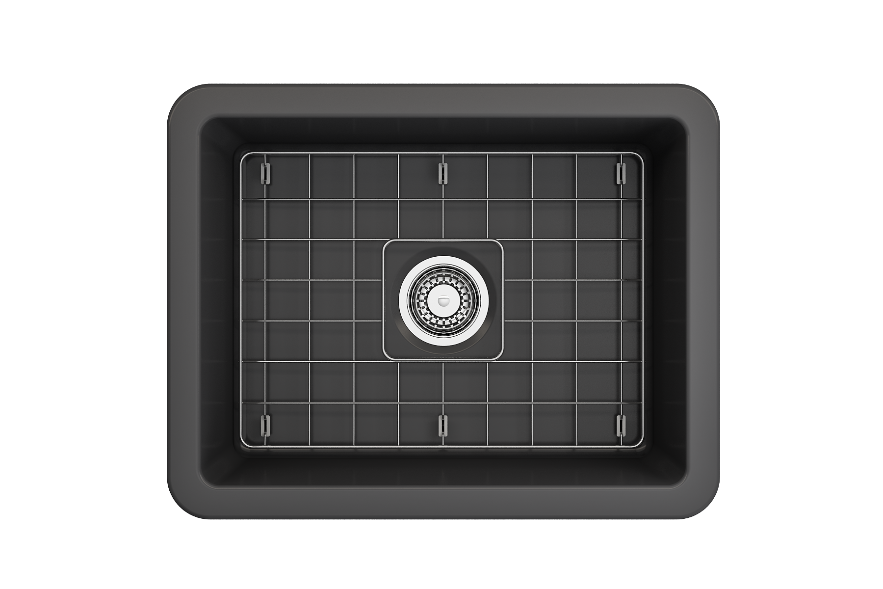 Sotto Dual-Mount Fireclay 24 in. Single Bowl Kitchen Sink with Protective Bottom Grid and Strainer 1627
