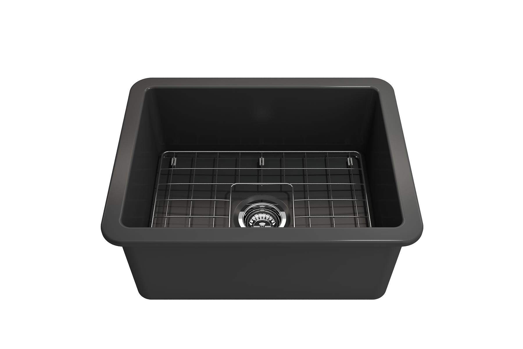Sotto Dual-Mount Fireclay 24 in. Single Bowl Kitchen Sink with Protective Bottom Grid and Strainer 1627