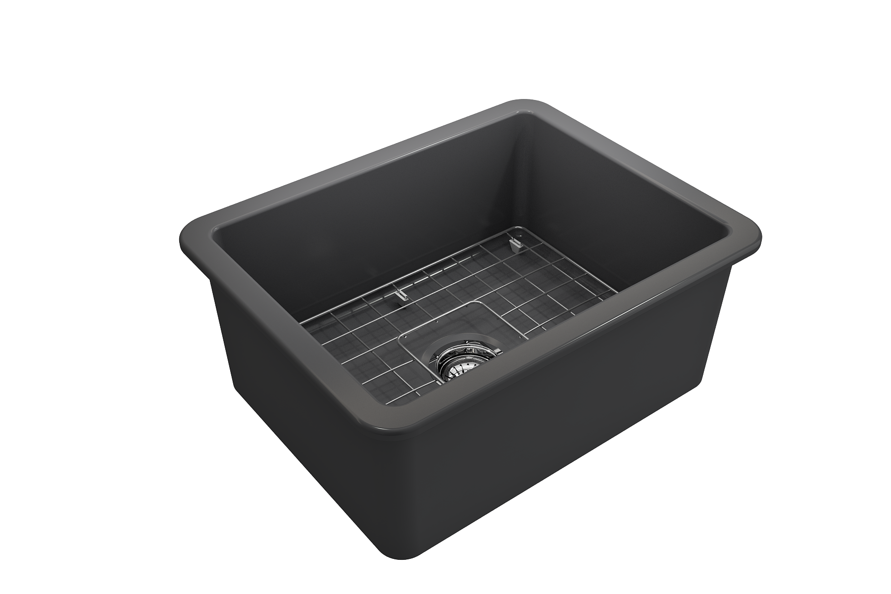 Sotto Dual-Mount Fireclay 24 in. Single Bowl Kitchen Sink with Protective Bottom Grid and Strainer 1627