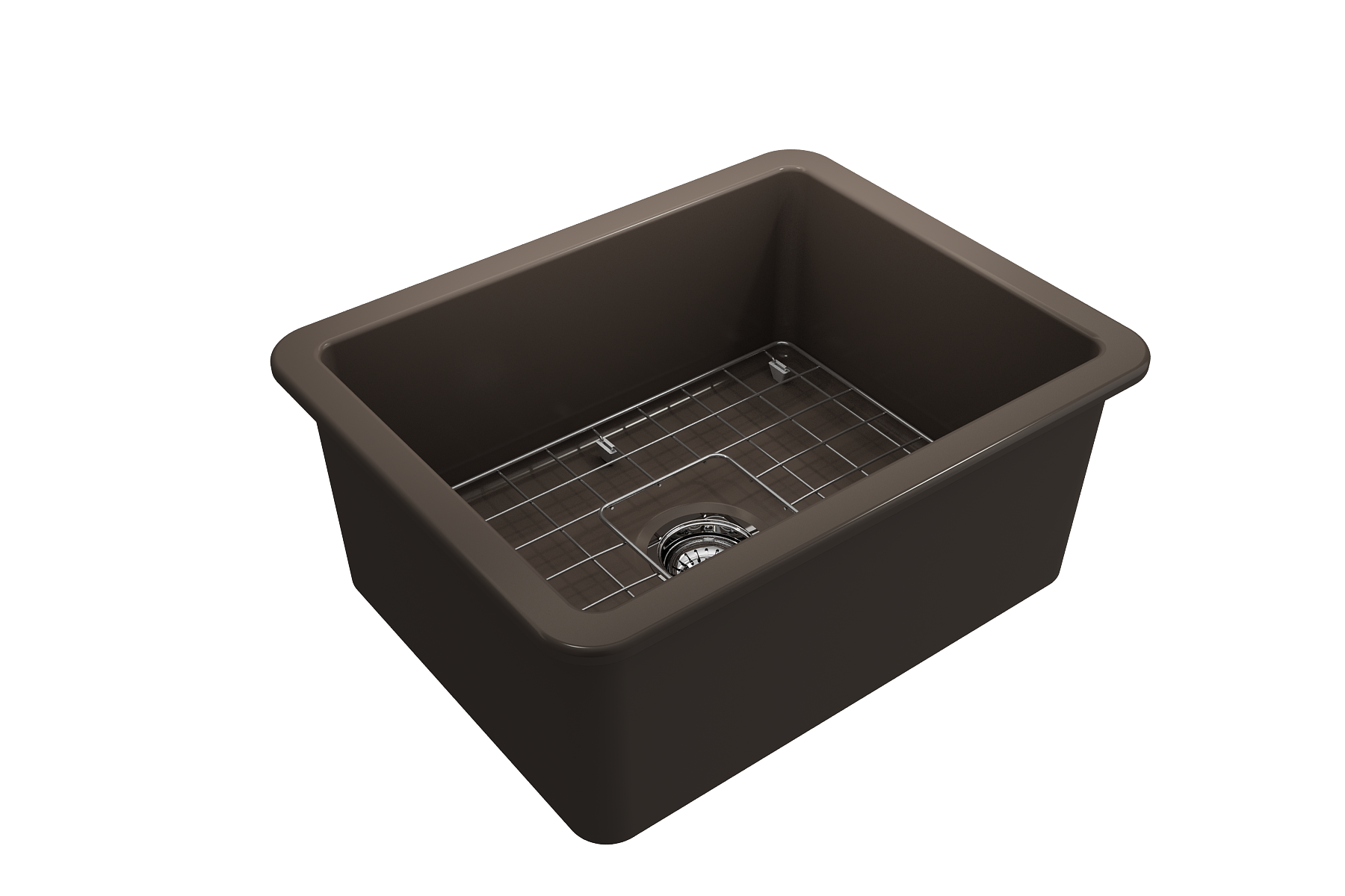 Sotto Dual-Mount Fireclay 24 in. Single Bowl Kitchen Sink with Protective Bottom Grid and Strainer 1627