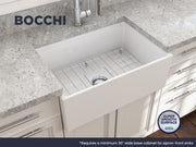 Contempo Step-Rim Apron Front Fireclay 27 in. Single Bowl Kitchen Sink with Integrated Work Station & Accessories 1628