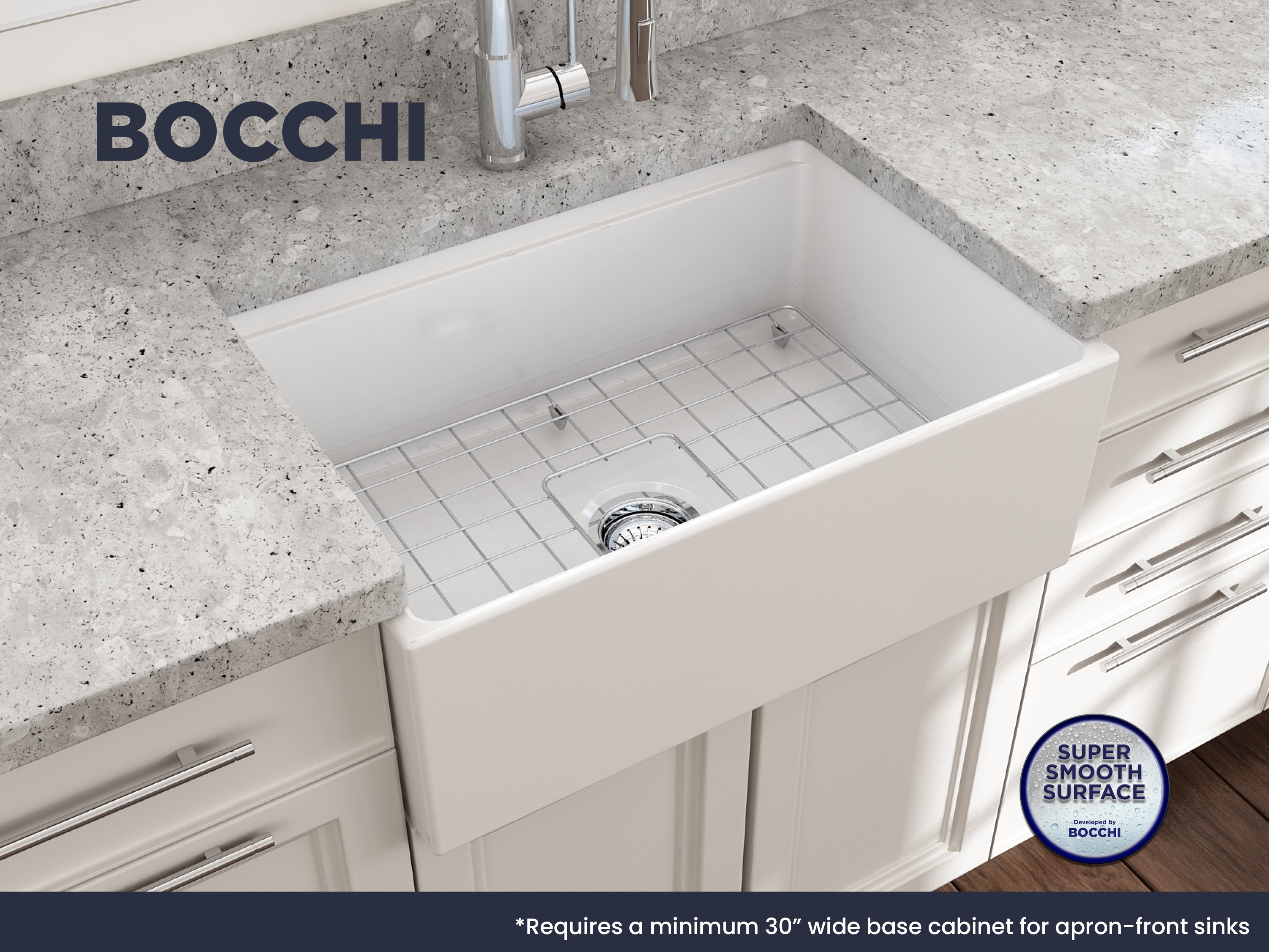 Contempo Step-Rim Apron Front Fireclay 27 in. Single Bowl Kitchen Sink with Integrated Work Station & Accessories 1628